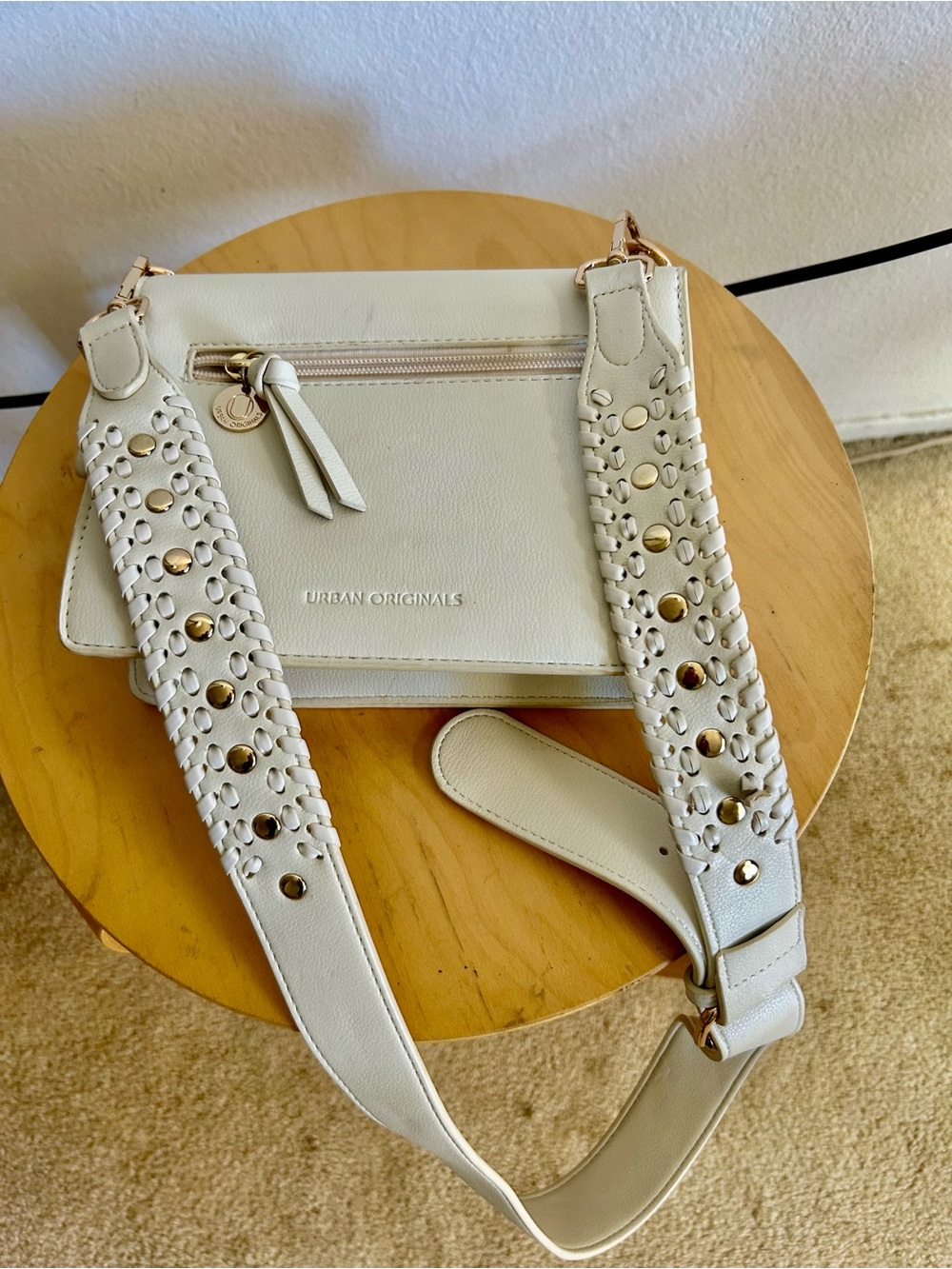 Anthropologie Urban Originals White Crossbody with Gold Studded Strap